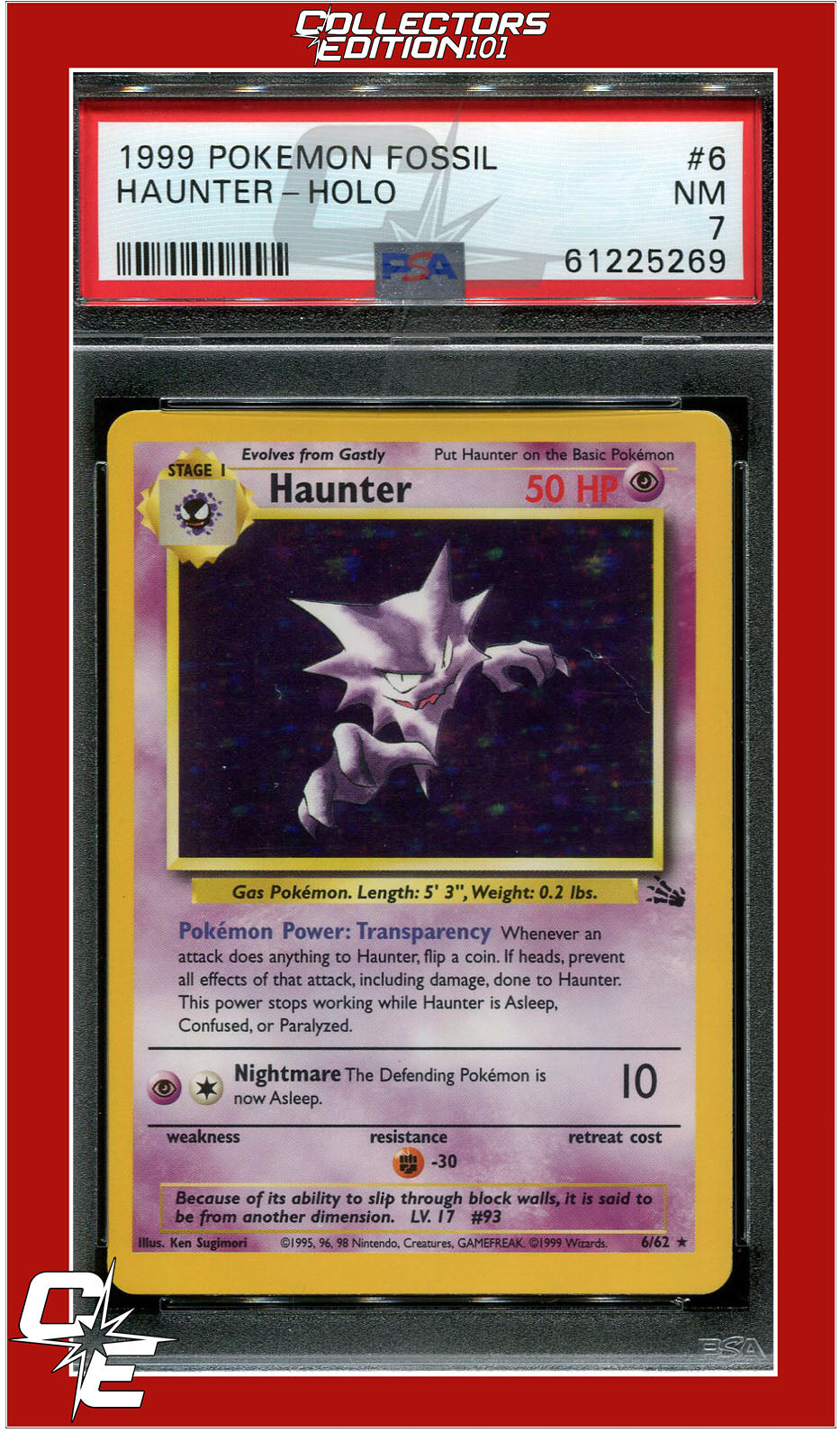 Fossil 6 Haunter Holo PSA 7