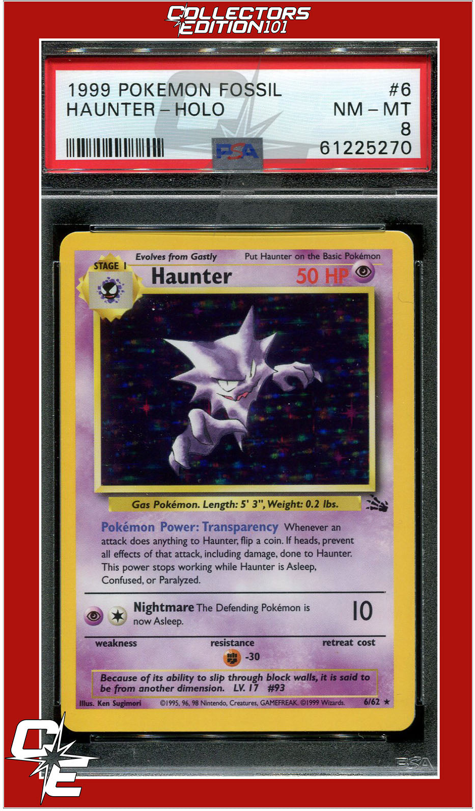 Fossil 6 Haunter Holo PSA 8