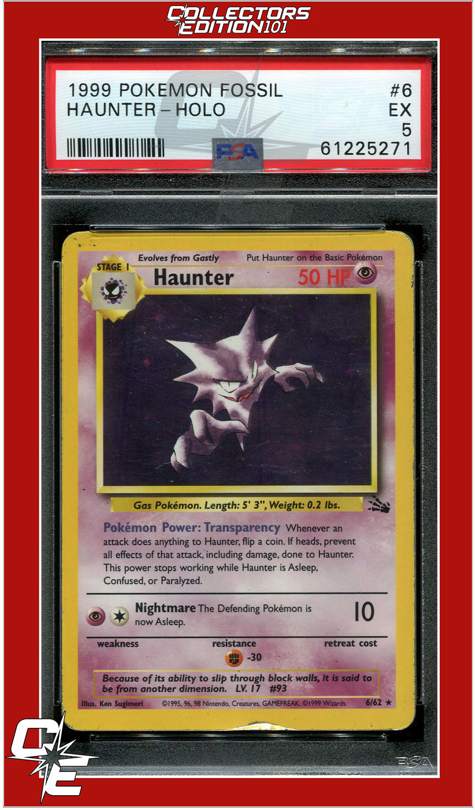 Fossil 6 Haunter Holo PSA 5