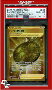 Vivid Voltage 201 Full Art Hero's Medal Secret PSA 8