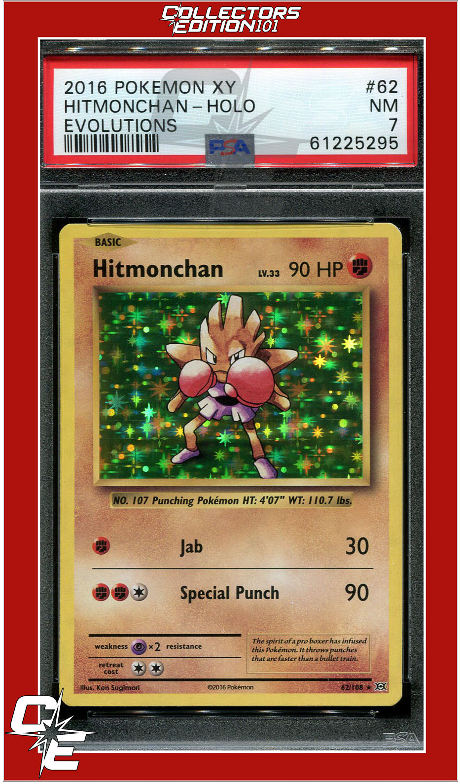 Evolutions 62 Hitmonchan Holo PSA 7