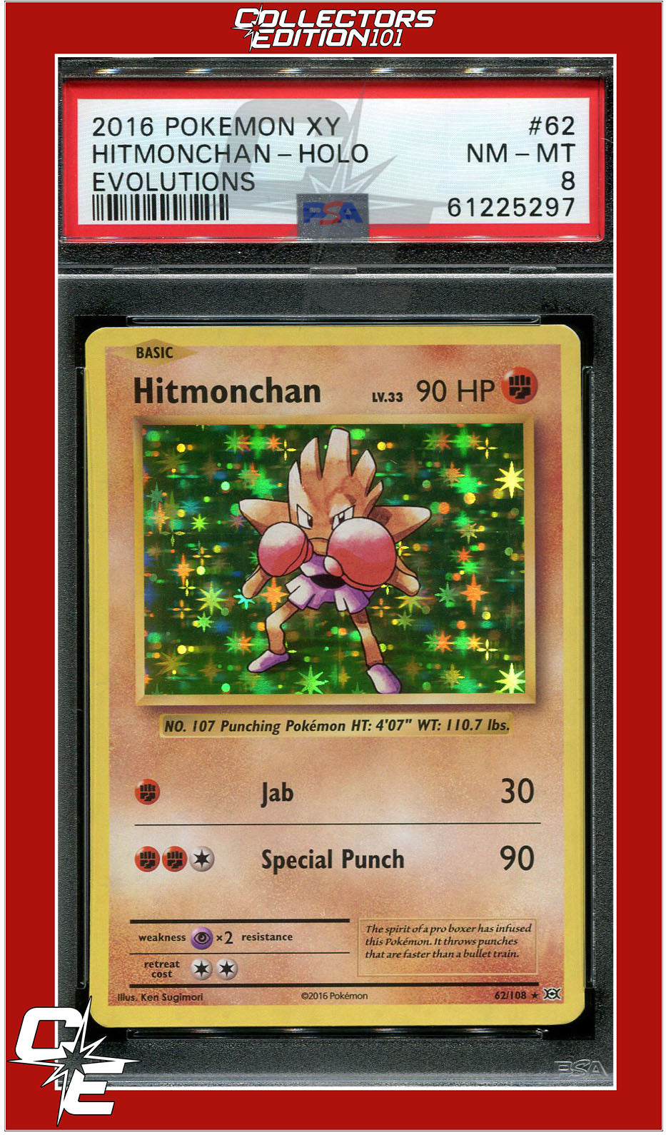 Evolutions 62 Hitmonchan Holo PSA 8