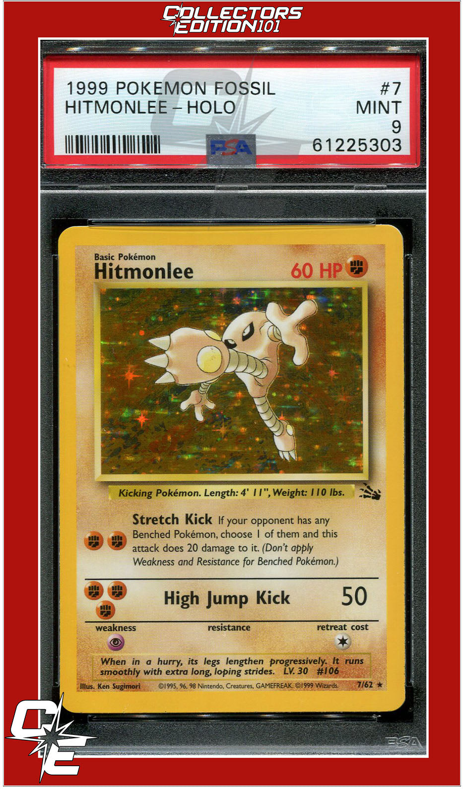 Fossil 7 Hitmonlee Holo PSA 9