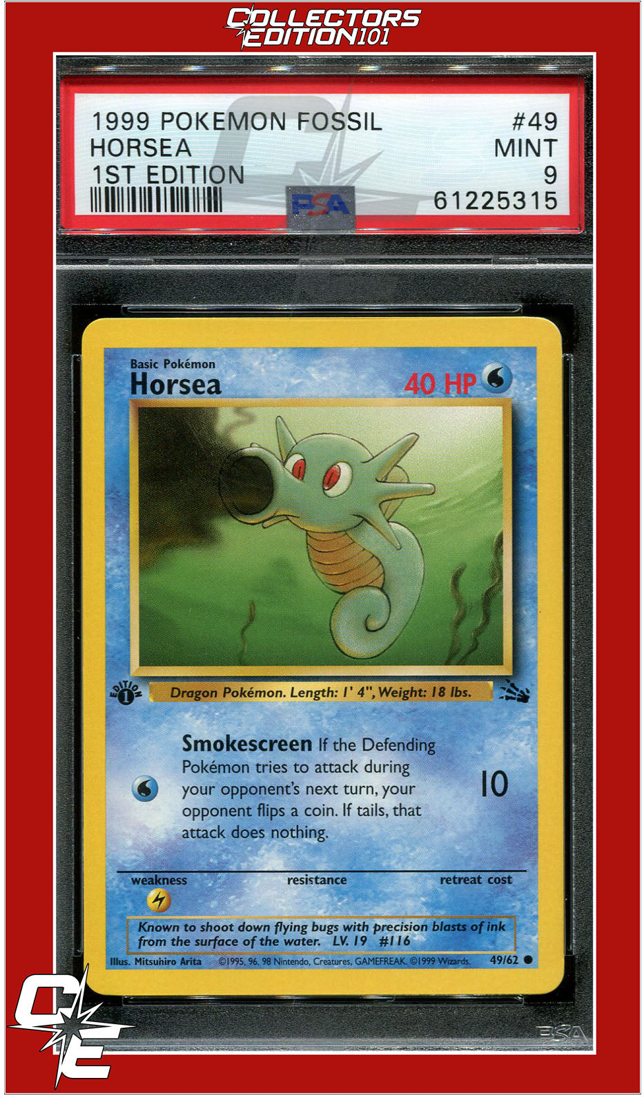 Fossil 49 Horsea 1st Edition PSA 9