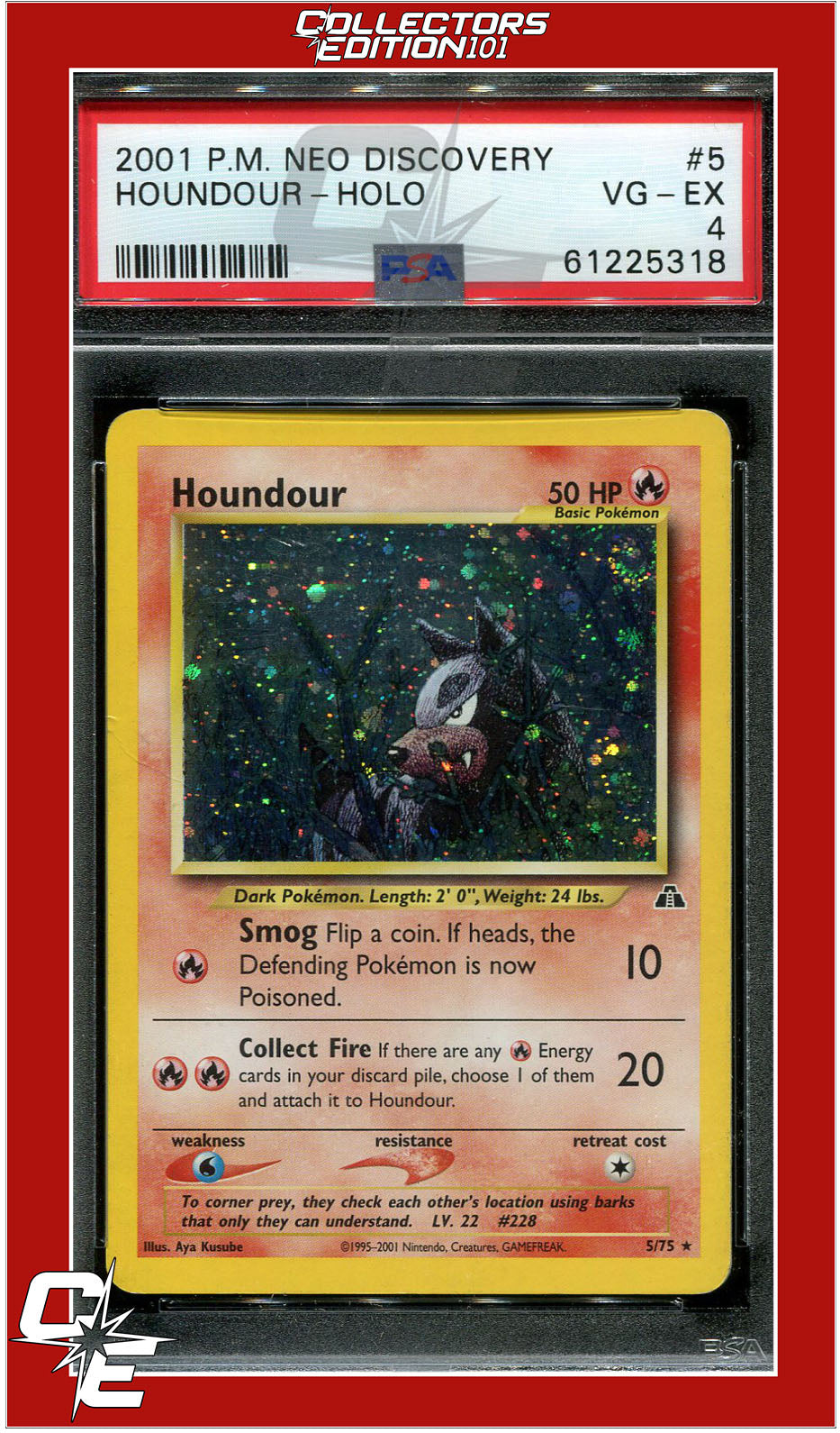 Neo Discovery 5 Houndour Holo PSA 4