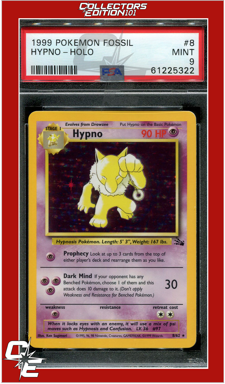 Fossil 8 Hypno Holo PSA 9