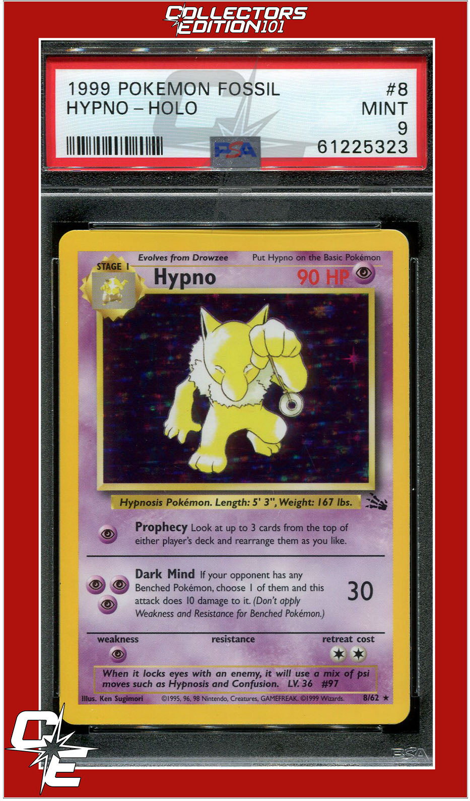 Fossil 8 Hypno Holo PSA 9