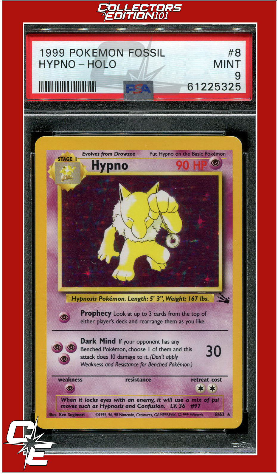 Fossil 8 Hypno Holo PSA 9