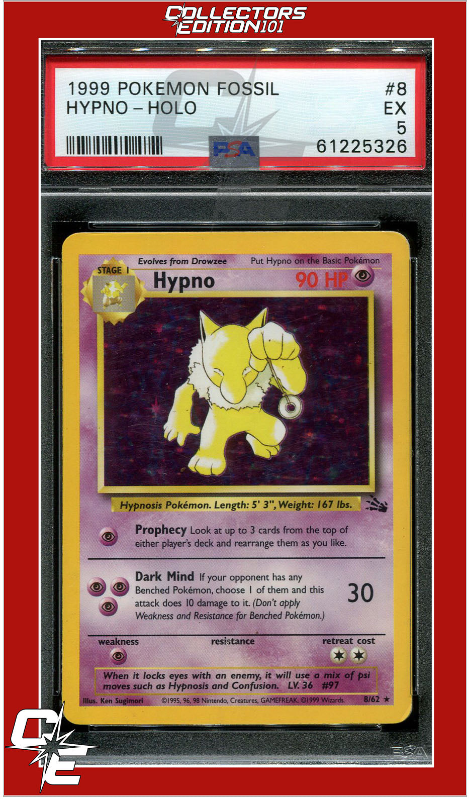 Fossil 8 Hypno Holo PSA 5