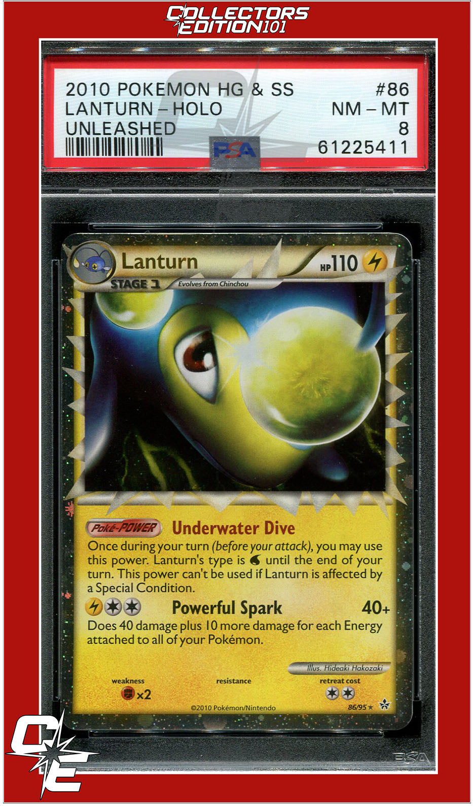 Unleashed 86 Lanturn Holo PSA 8