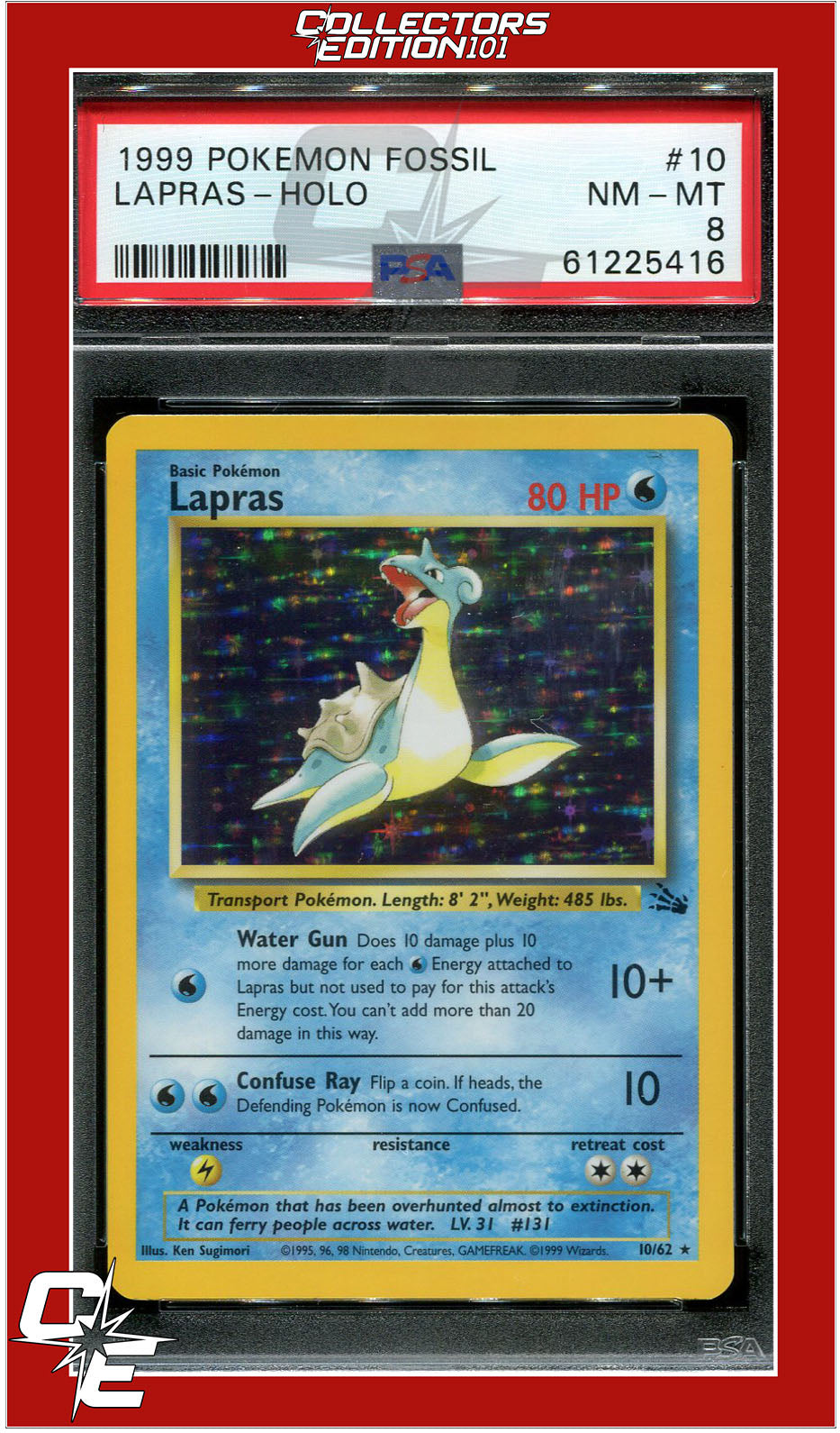 Fossil 10 Lapras Holo PSA 8