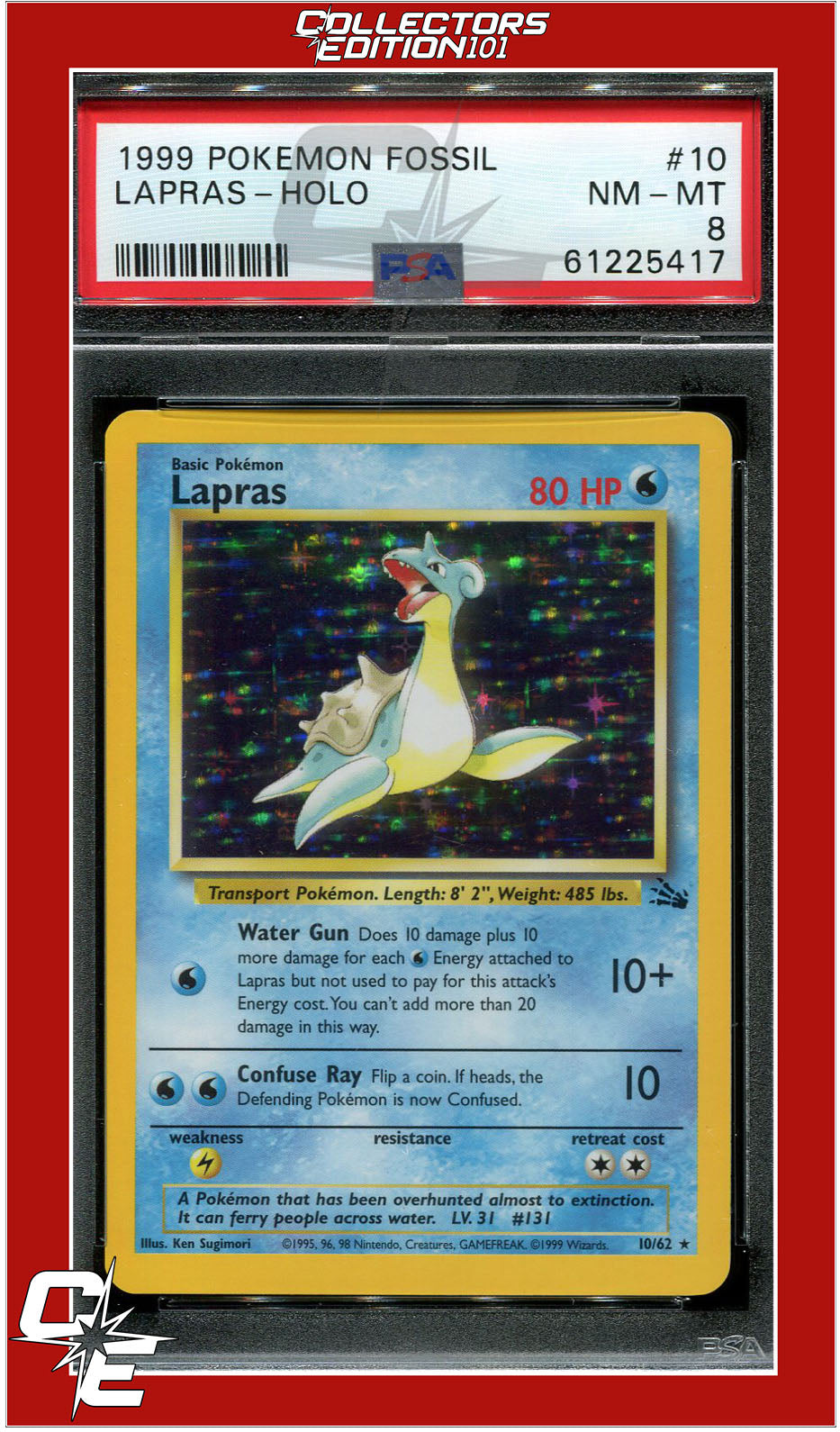 Fossil 10 Lapras Holo PSA 8