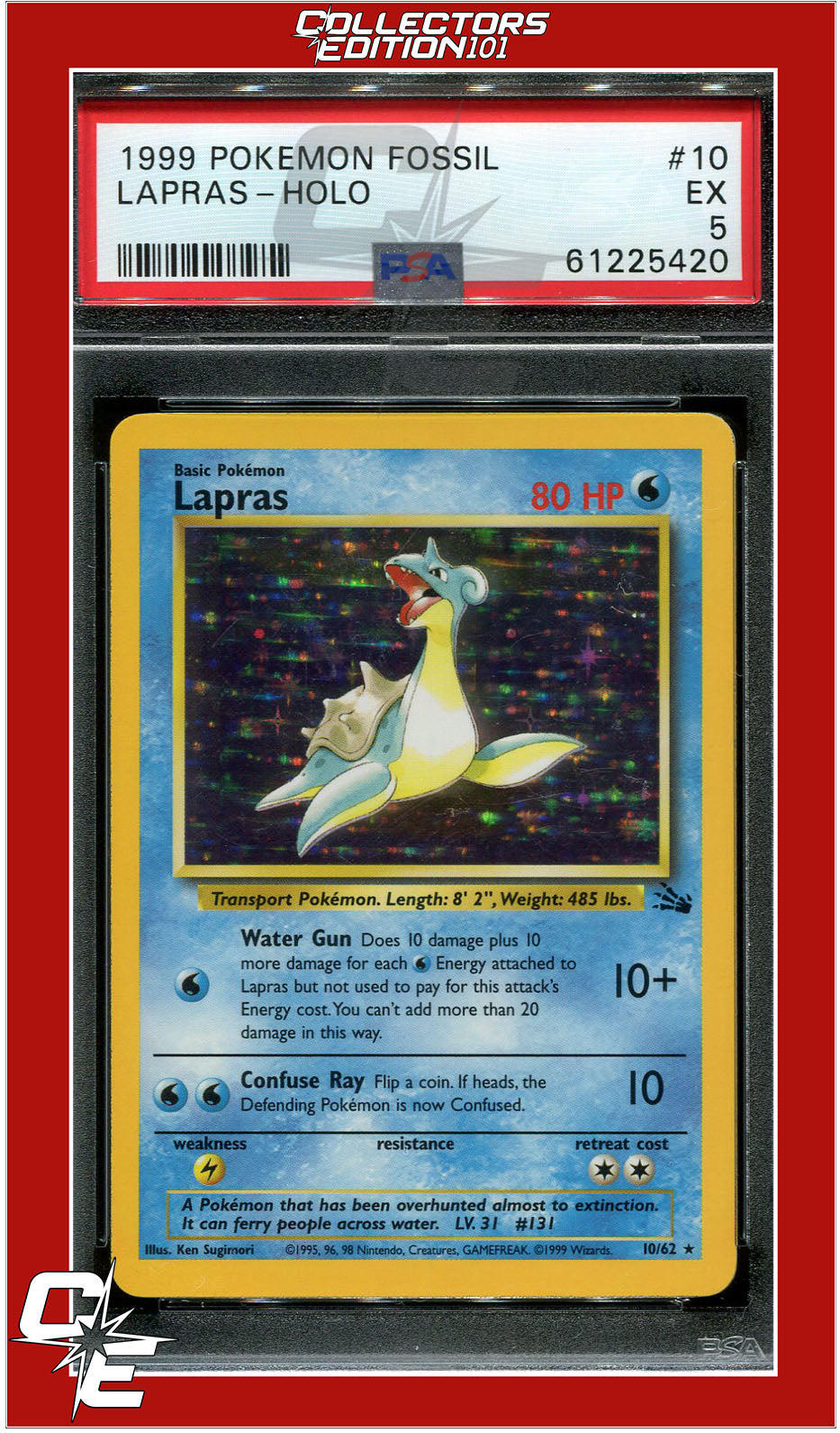 Fossil 10 Lapras Holo PSA 5