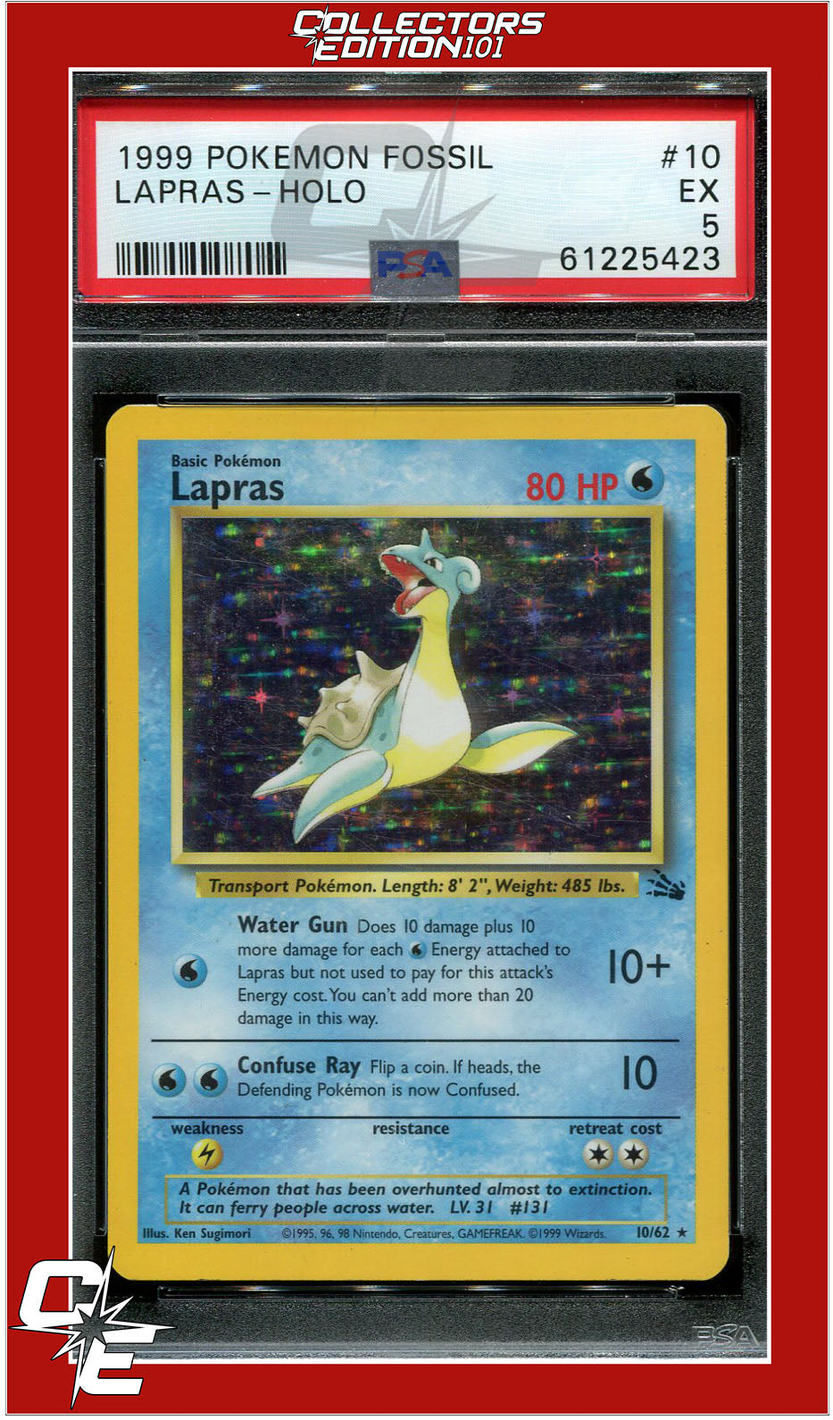 holographic lapras pokemon card Fossil 10 Lapras Holo PSA 5