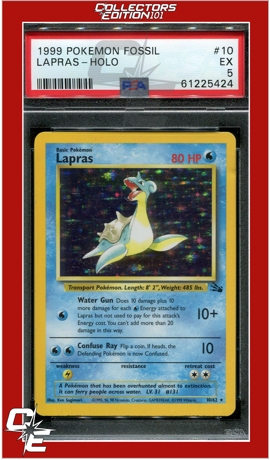 Fossil 10 Lapras Holo PSA 5