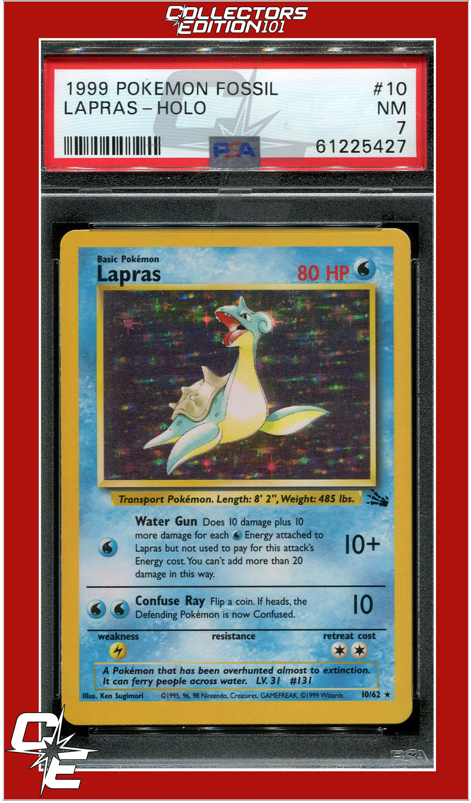 Fossil 10 Lapras Holo PSA 7