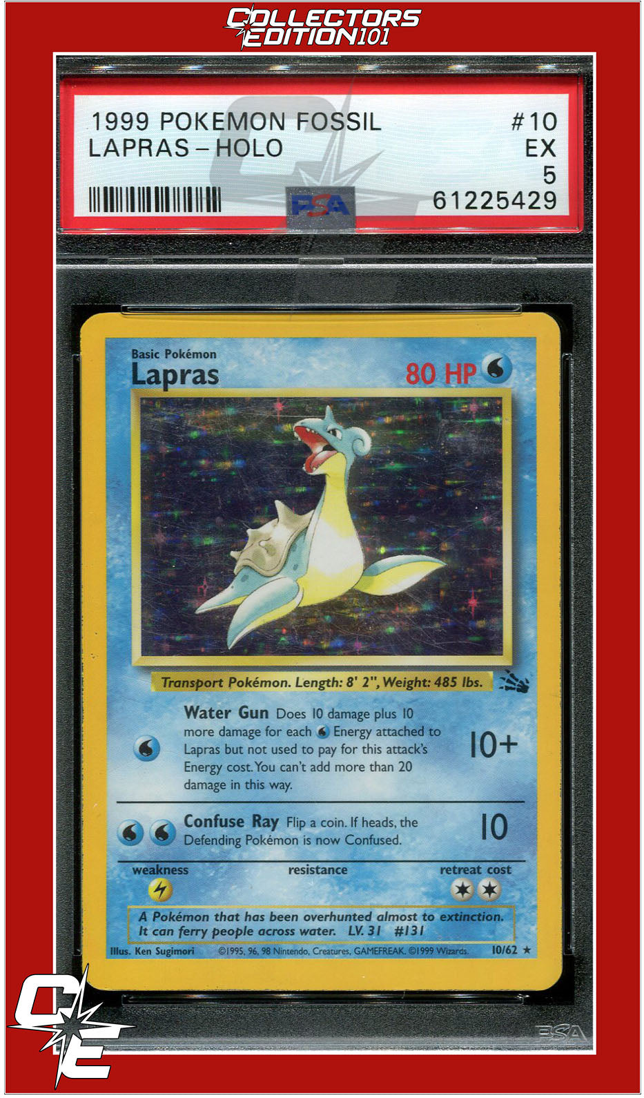 Fossil 10 Lapras Holo PSA 5