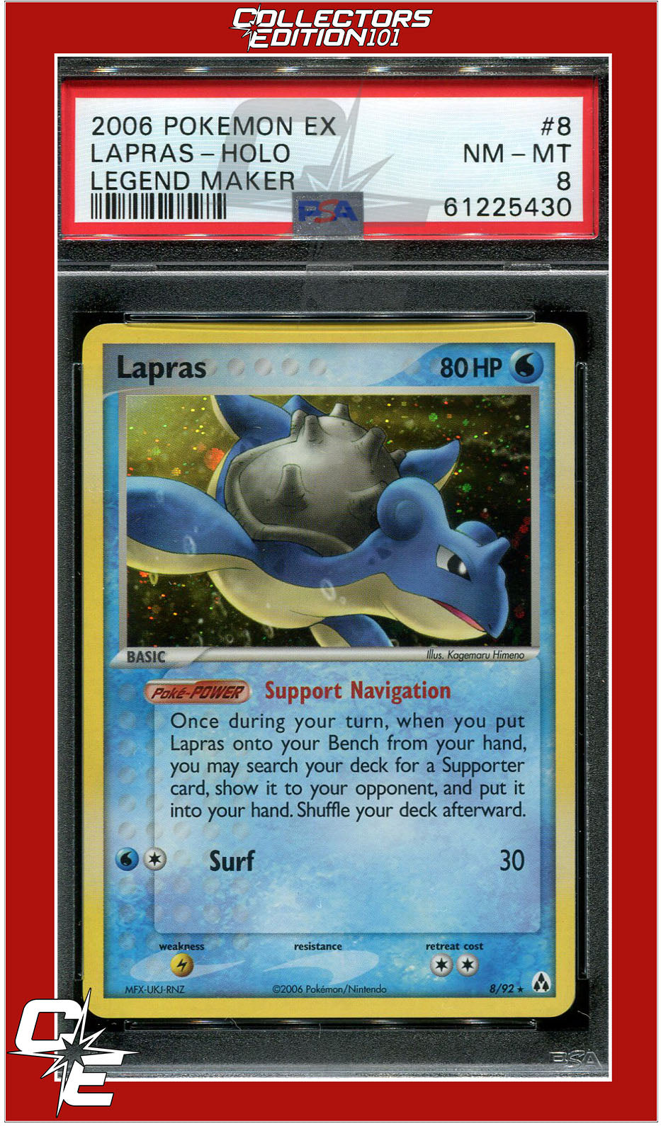 EX Legend Maker 8 Lapras Holo PSA 8