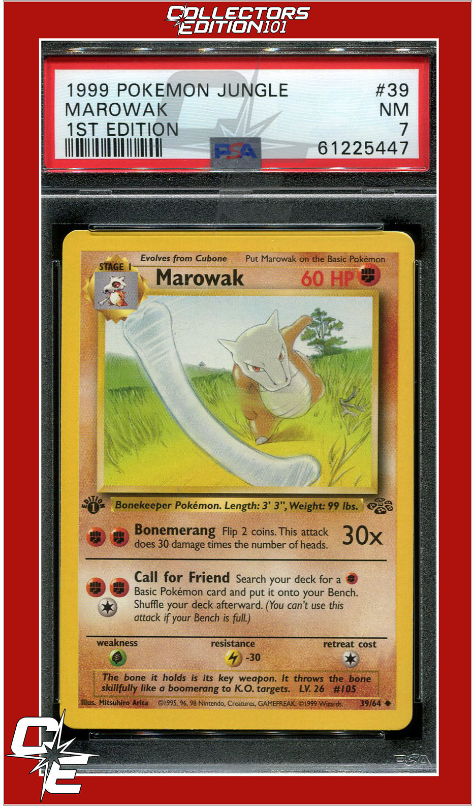 Jungle 39 Marowak 1st Edition PSA 7