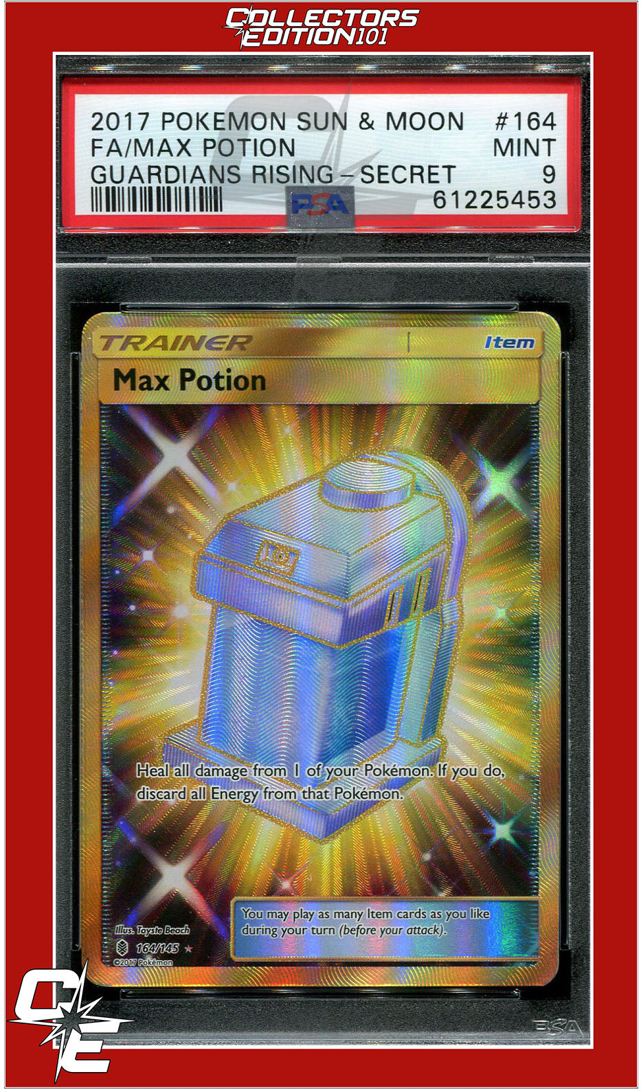 Guardians Rising 164 Full Art Max Potion Secret PSA 9