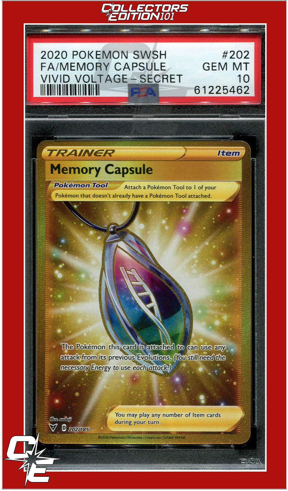 Vivid Voltage 202 Full Art Memory Capsule Secret PSA 10