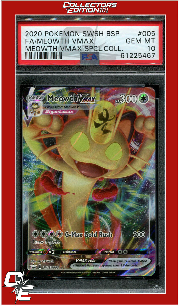 SWSH Black Star Promo 005 Full Art Meowth Vmax PSA 10 | Collectors