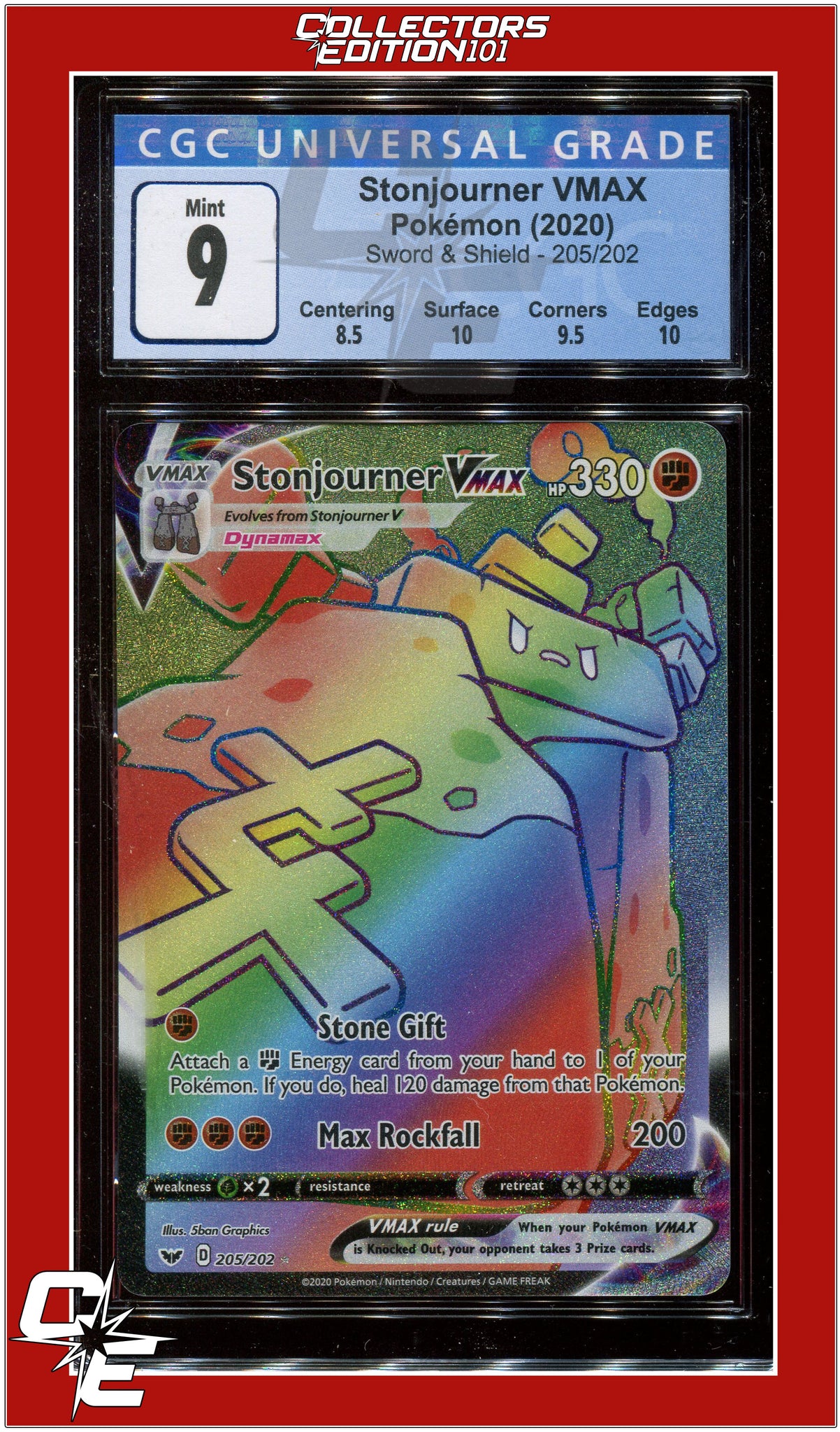 Sword & Shield 205 Full Art Stonjourner VMAX CGC 9 | Collectors Edition 101 Sword & Shield 205 Full Art Stonjourner VMAX CGC 9 | Collectors Edition 101