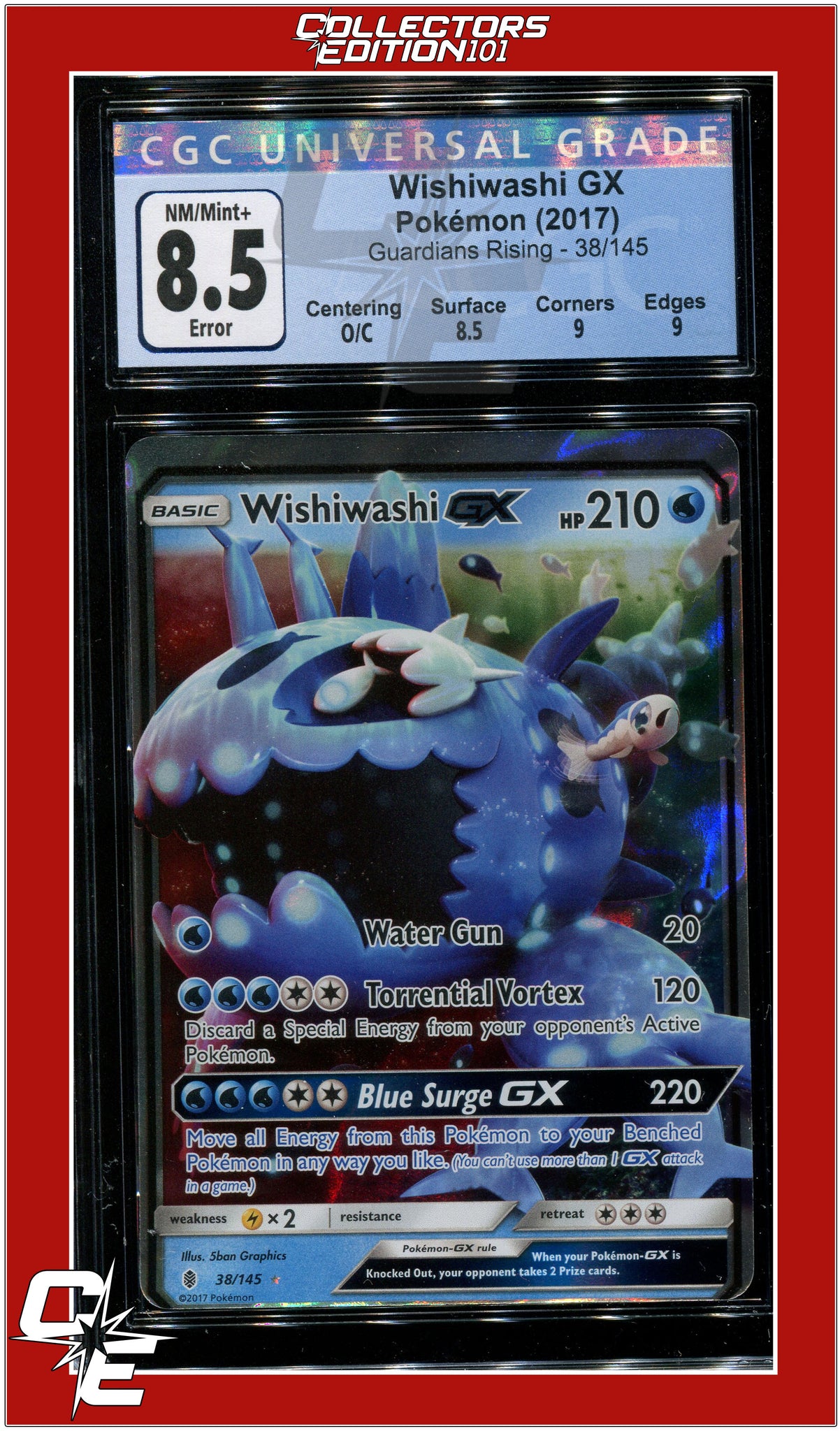 Guardians Rising 38 Wishiwashi GX CGC 8.5 *ERROR* | Collectors Edition 101 Guardians Rising 38 Wishiwashi GX CGC 8.5 *ERROR* | Collectors Edition 101