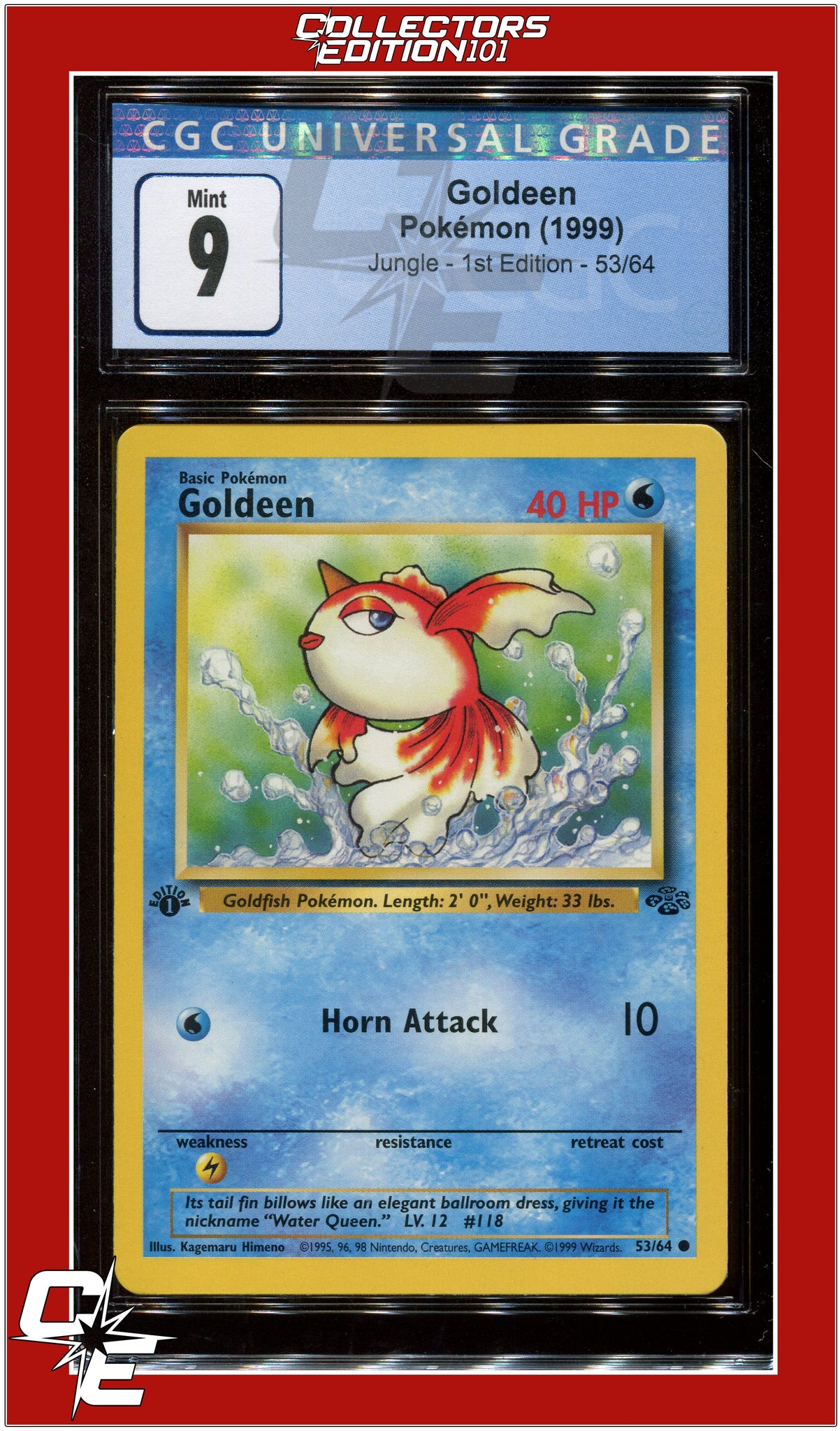 1995 goldeen pokemon card Jungle 53 Goldeen 1st Edition CGC 9