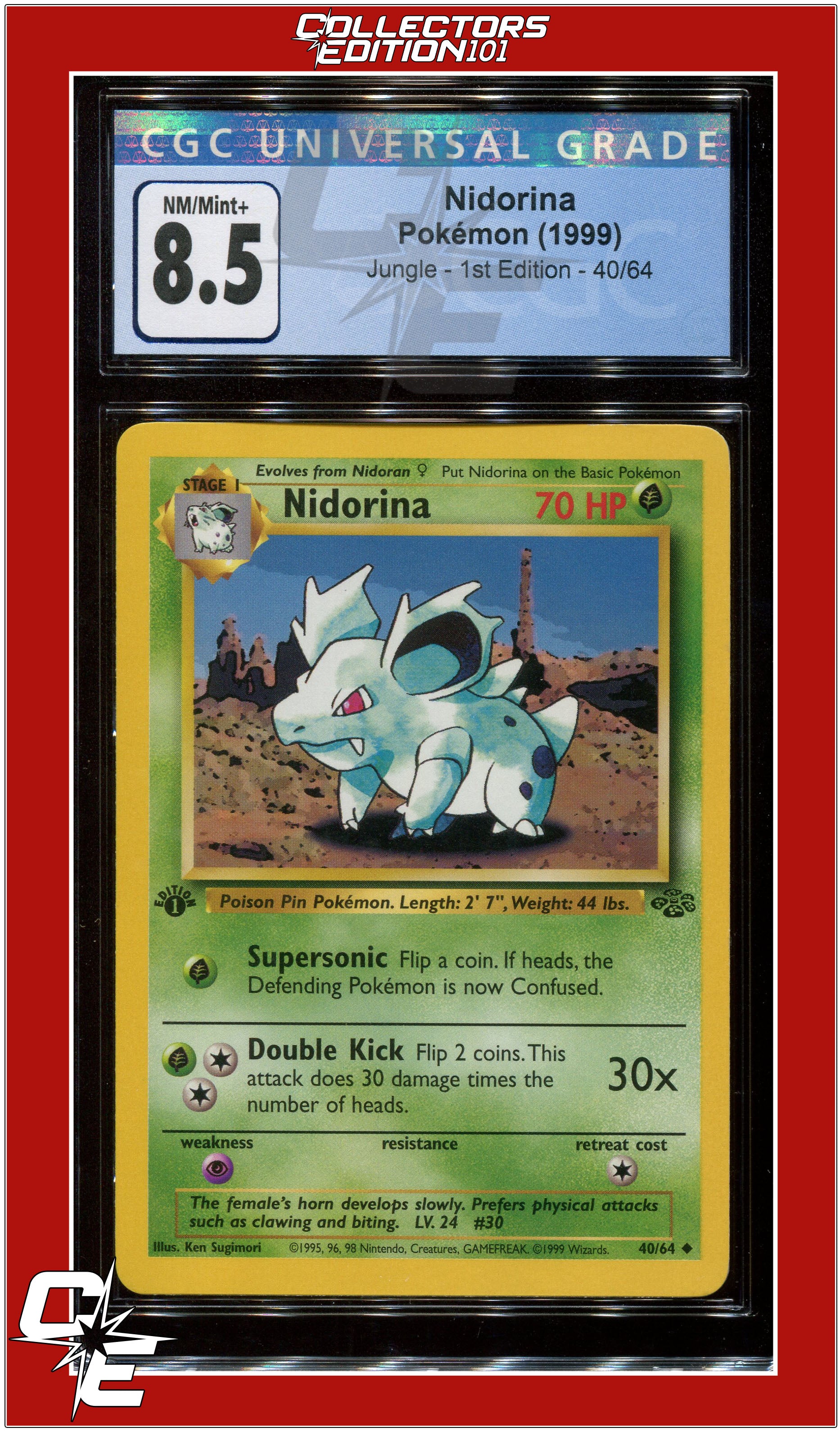 Jungle 1st Edition Nidorina 40/64 CGC 8.5