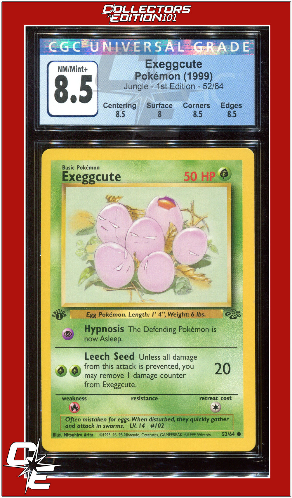 Jungle 1st Edition Exeggcute 52/64 CGC 8.5