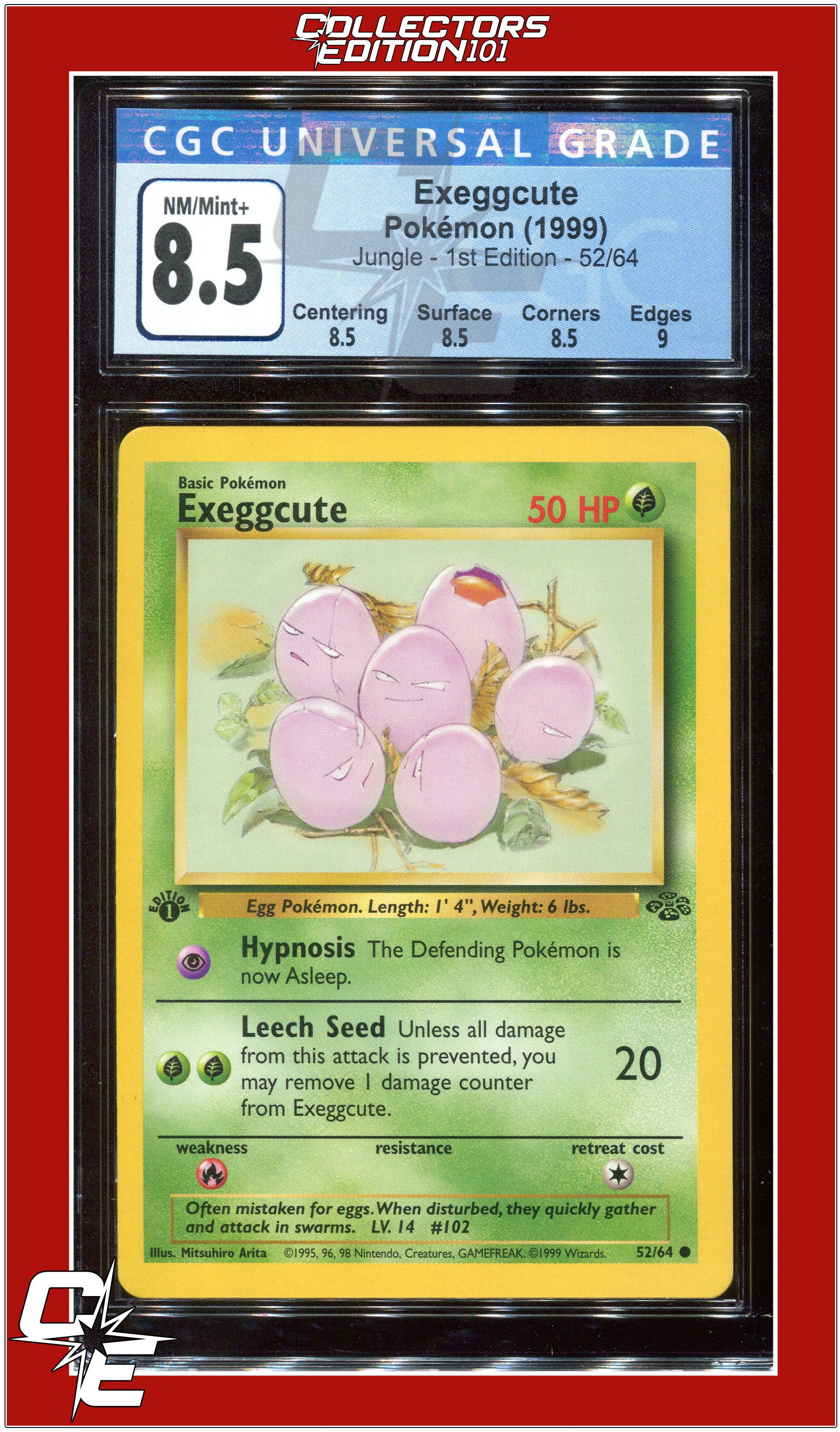 Jungle 1st Edition Exeggcute 52/64 CGC 8.5 | Collectors Edition 101