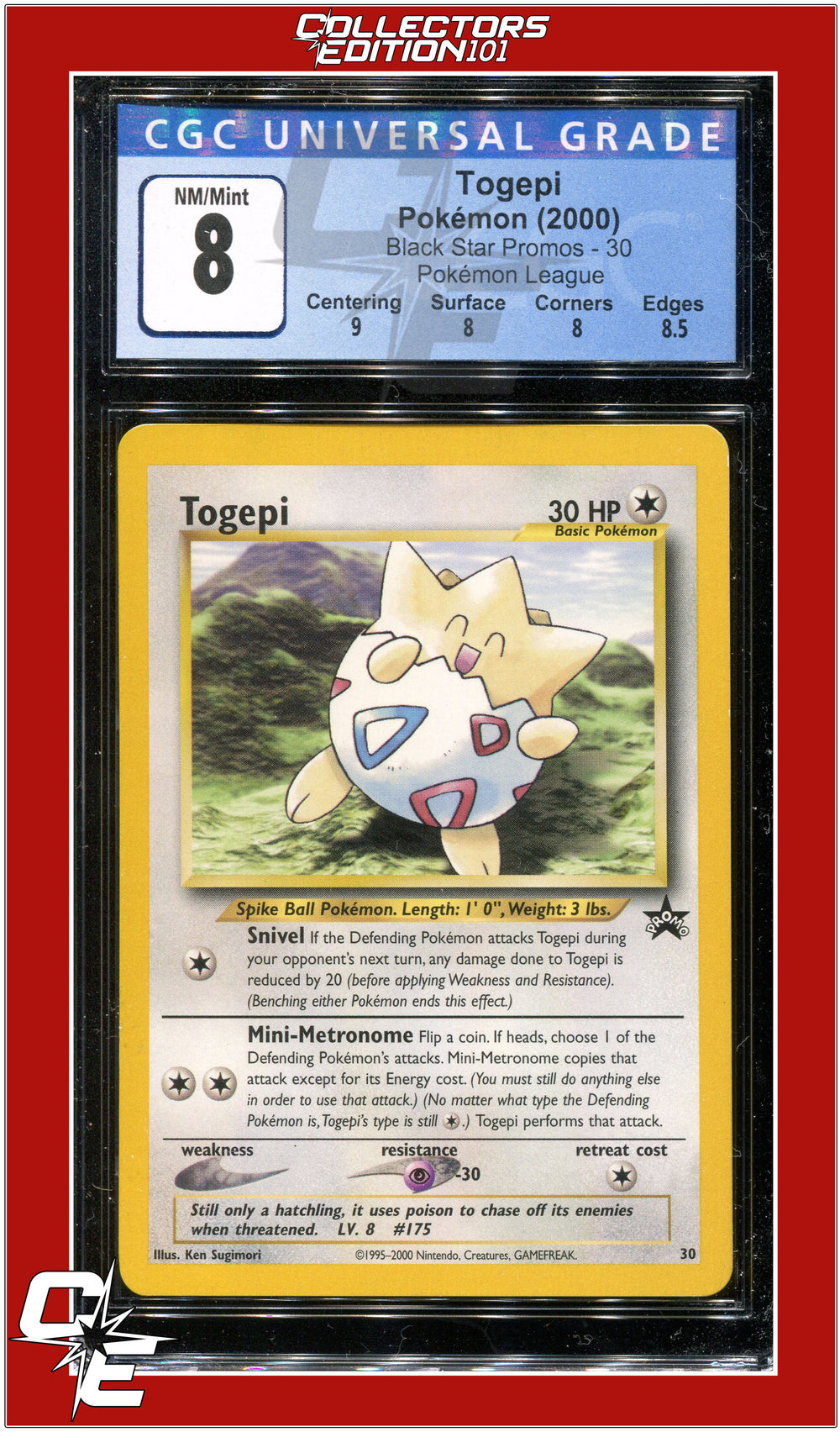 Black Star Promos Togepi Pokémon League 30 CGC 8