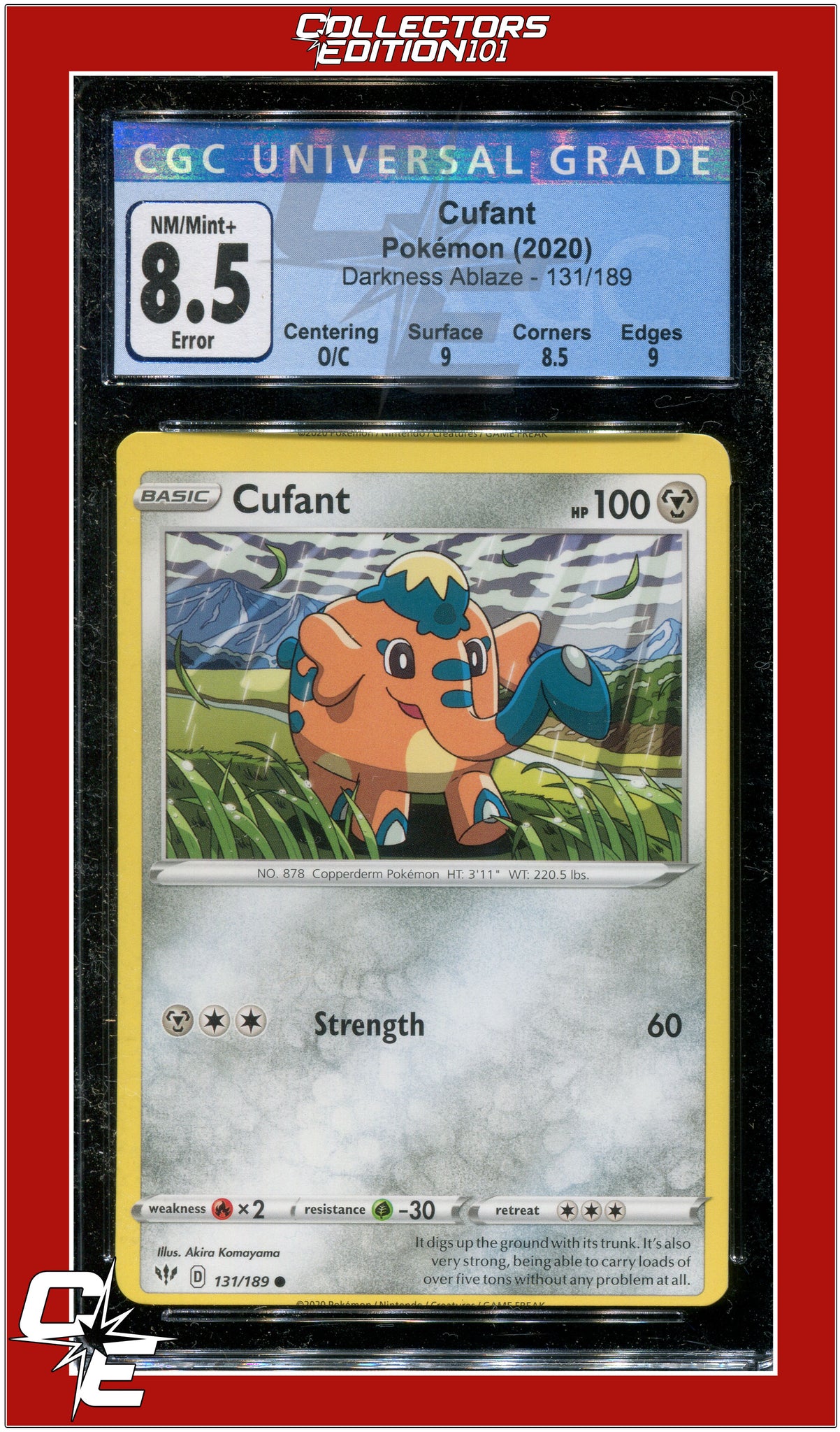 graded miscut pokemon cards Darkness Ablaze 131 Cufant CGC 8.5 - Miscut *ERROR*