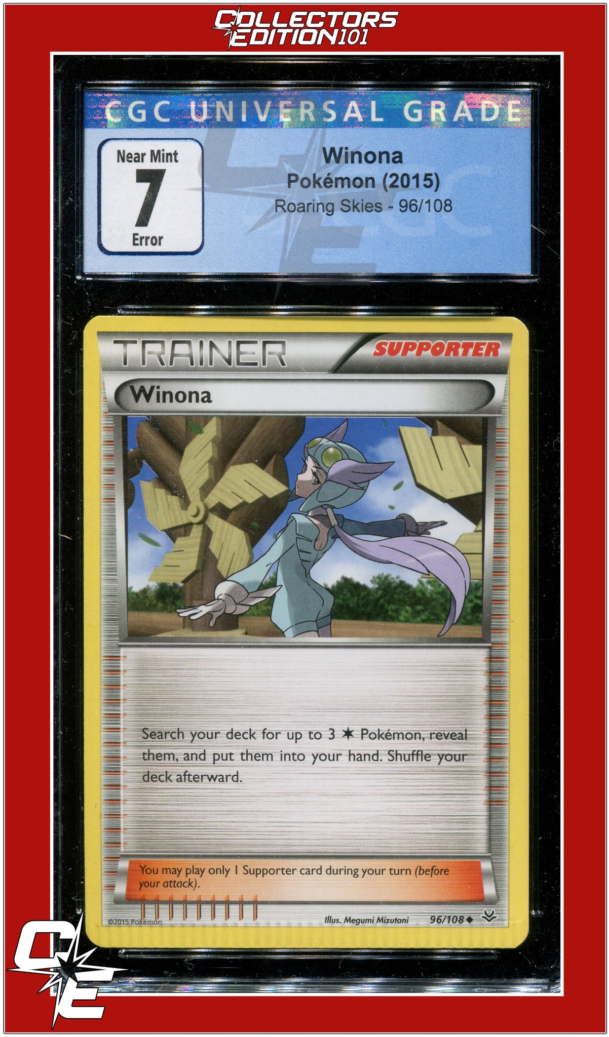 pokemon winona card Roaring Skies 96 Winona CGC 7 - Partial Crimp *ERROR*