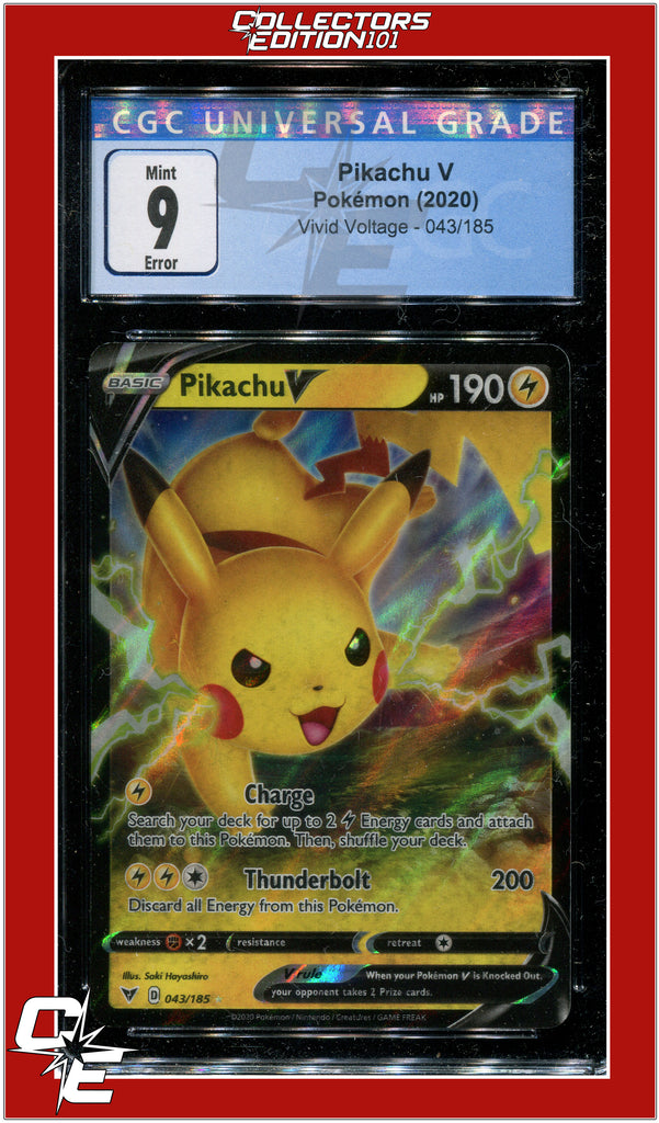 pikachu v holographic card Vivid Voltage 43 Pikachu V CGC 9 - Additional Ink *ERROR*