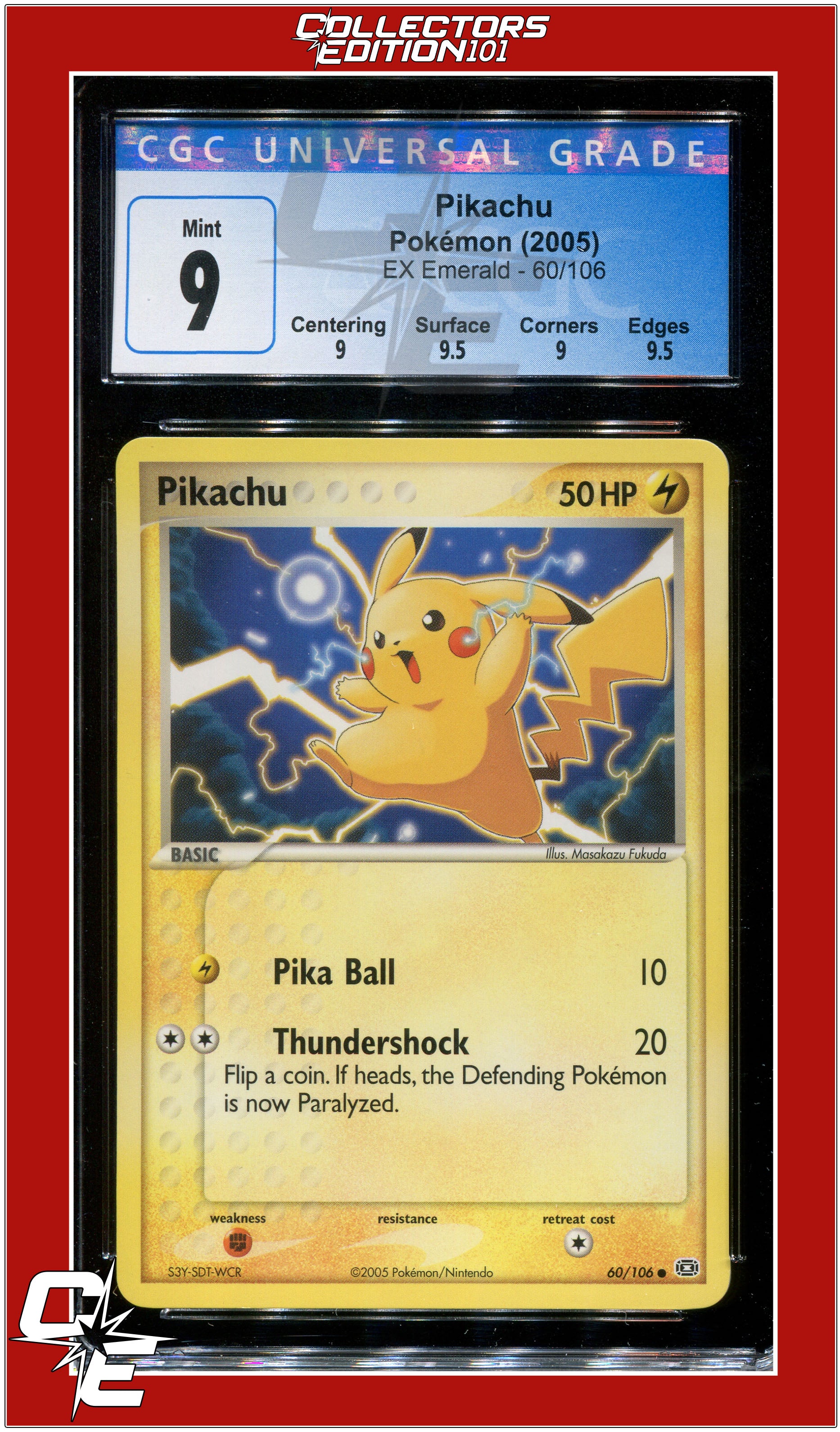 EX Emerald 60 Pikachu CGC 9 - Subgrades | Collectors Edition 101