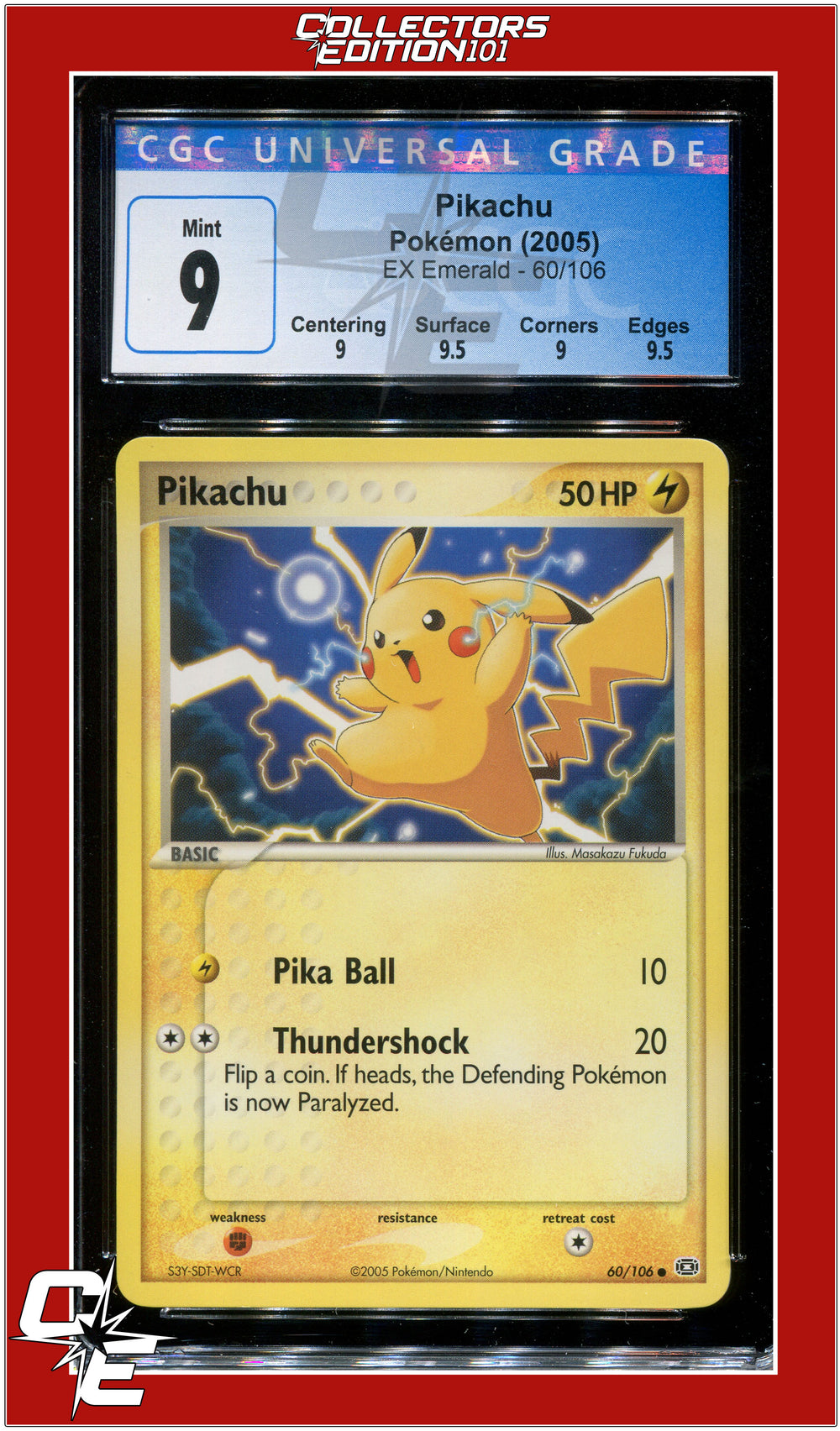 pokemon emerald gold card EX Emerald 60 Pikachu CGC 9 - Subgrades