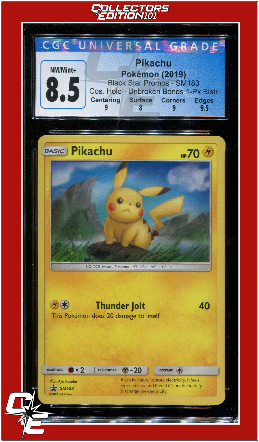 Black Star Promo Pikachu Cosmos Holo SM183 CGC 8.5 - Subgrades