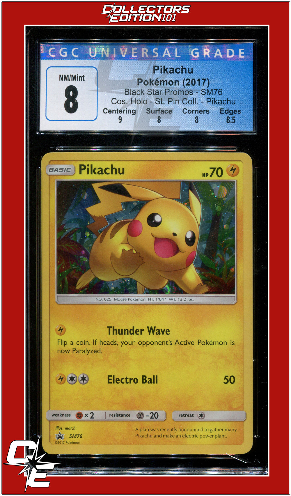 SM Black Star Promo SM76 Pikachu Cosmos Holo CGC 8 - Subgrades