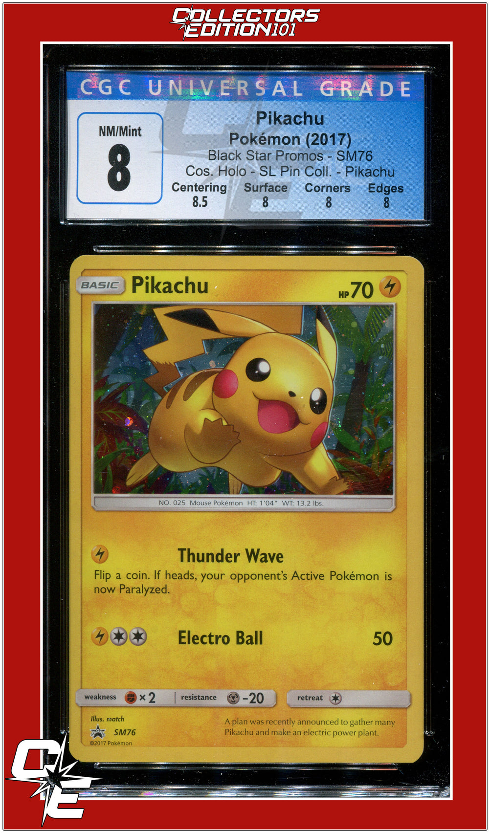 SM Black Star Promo SM76 Pikachu Cosmos Holo CGC 8 - Subgrades