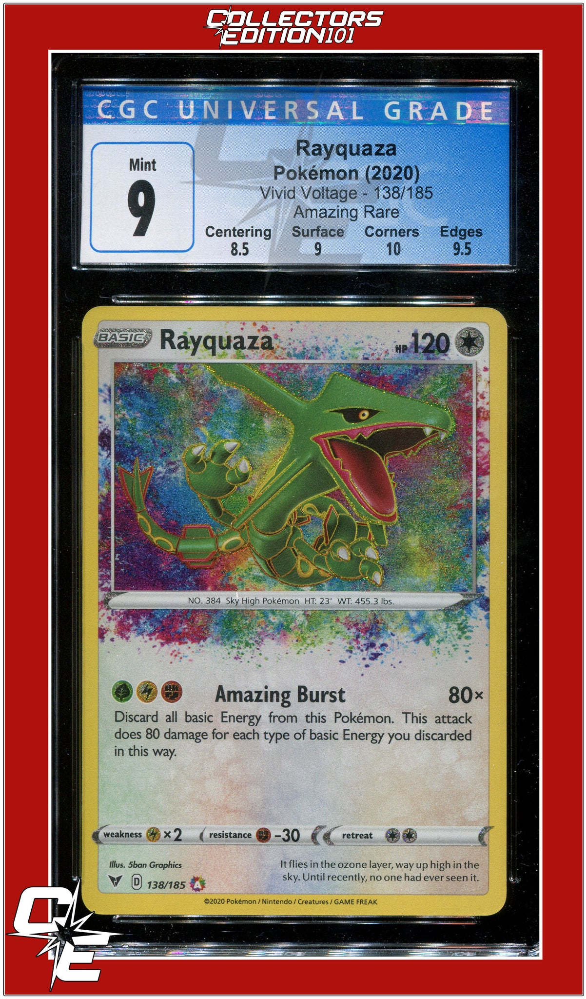 rayquaza pokemon card amazing rare Vivid Voltage 138 Rayquaza Amazing Rare CGC 9 - Subgrades