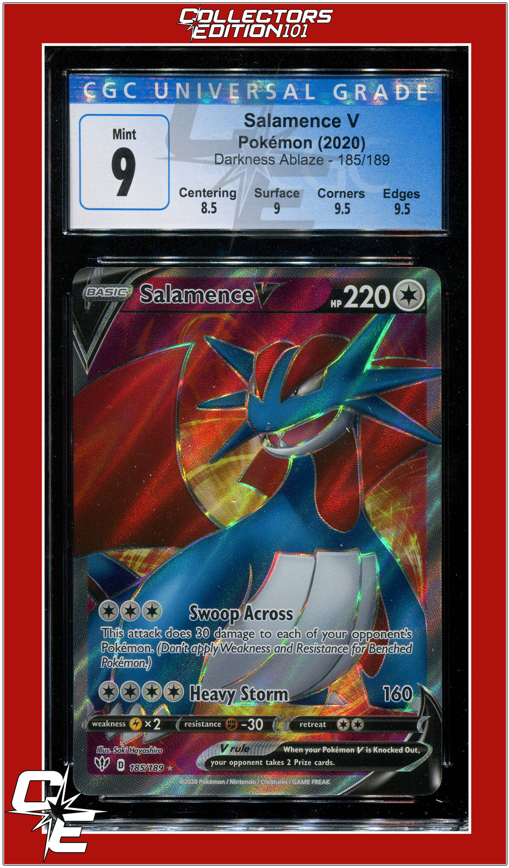 Darkness Ablaze Salamence V 185/189 CGC 9 - Subgrades