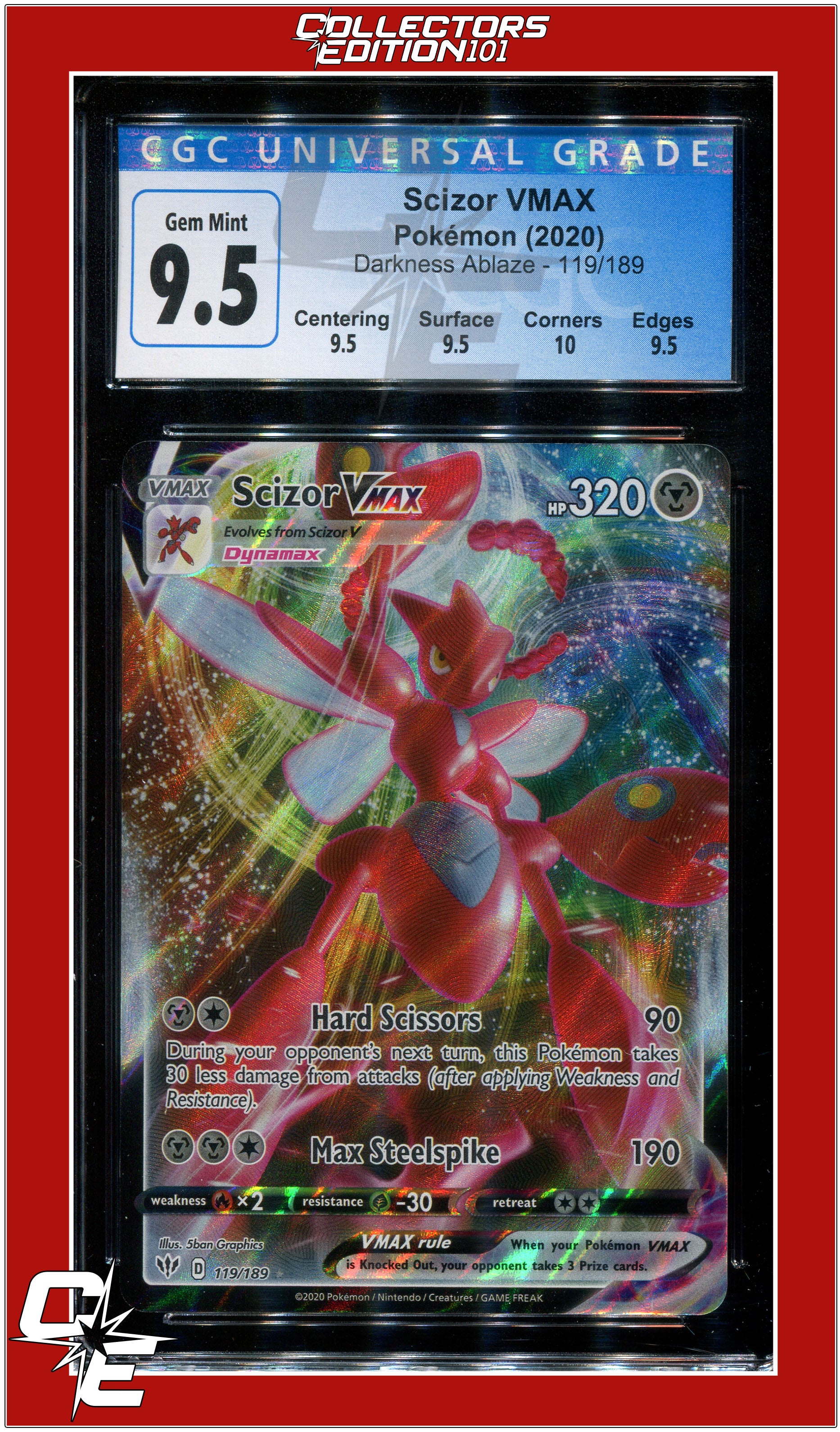 scizor vmax pokemon card value Darkness Ablaze 119 Scizor VMAX CGC 9.5 - Subgrades