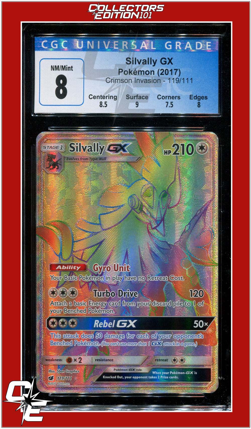 Crimson Invasion Silvally GX 119/111 CGC 8 - Subgrades