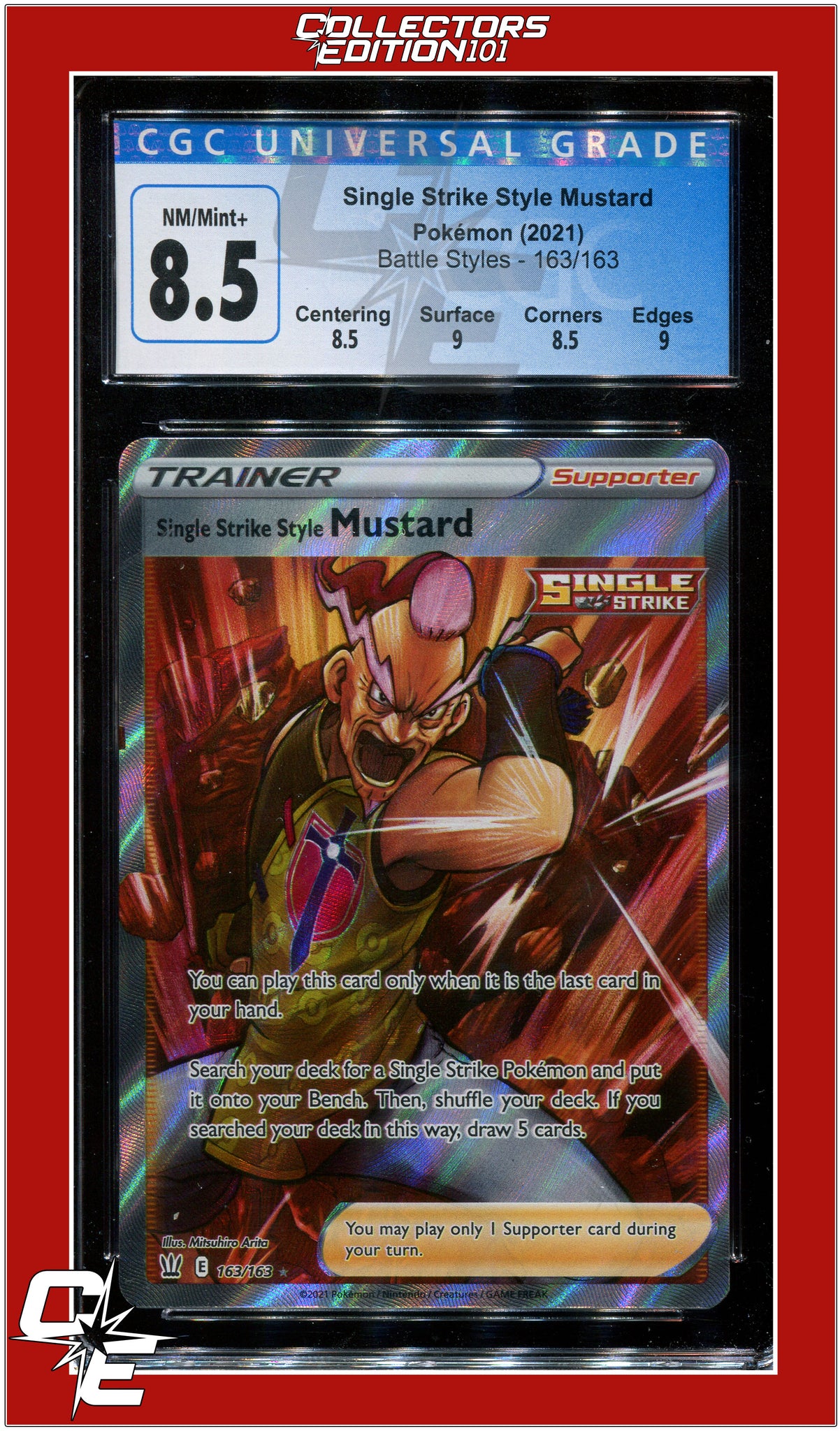 mustard pokemon card Battle Styles 163 Single Strike Style Mustard CGC 8.5 - Subgrades