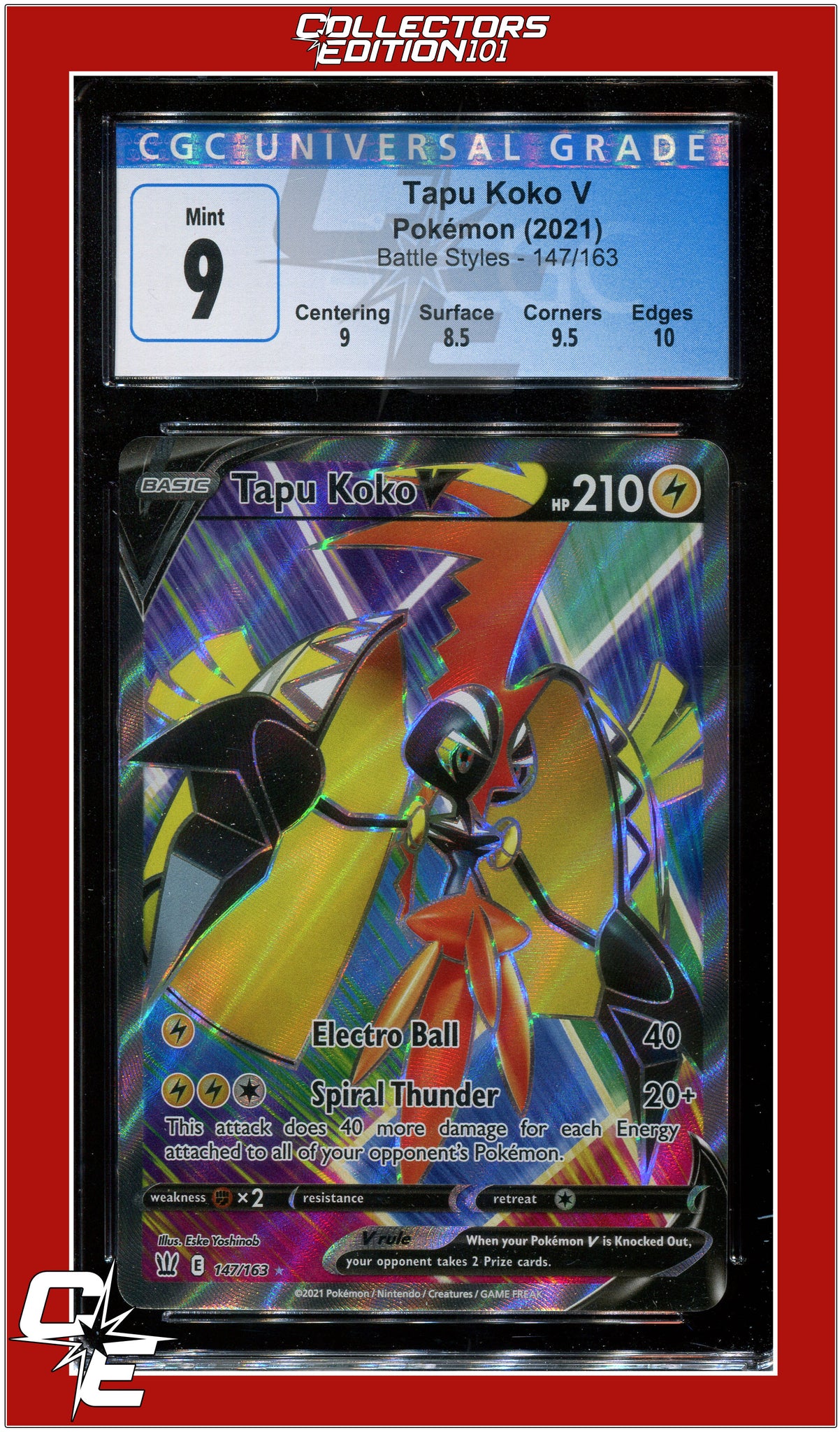 Tapu Koko V 147/163 Battle Styles Full Art Ultra Rare Pokemon Card NM