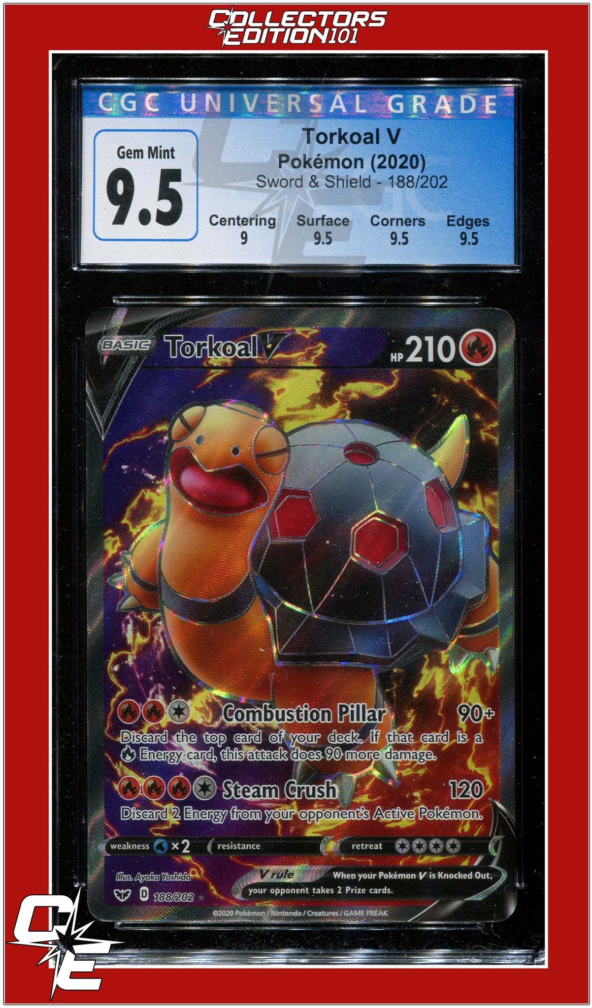 Sword & Shield 188 Full Art Torkoal V CGC 9.5 - Subgrades Sword & Shield 188 Full Art Torkoal V CGC 9.5 - Subgrades