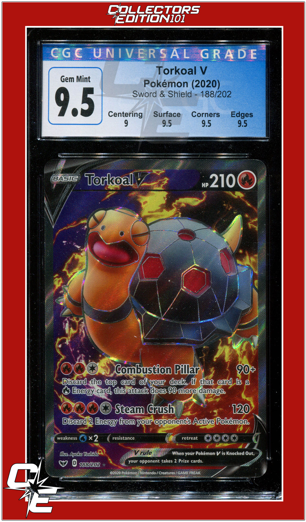 Sword & Shield 188 Full Art Torkoal V CGC 9.5 - Subgrades | Collectors Edition 101 Sword & Shield 188 Full Art Torkoal V CGC 9.5 - Subgrades | Collectors Edition 101