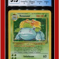 Base Set Venusaur Holo 15/102 CGC 5.5 - Subgrades